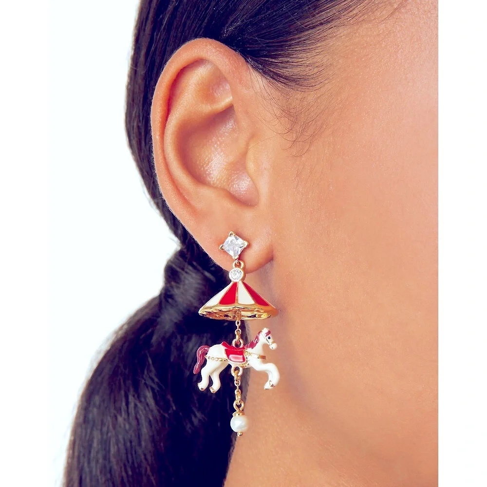 KATE SPADE Earrings Carousel Horse Rhinestone NWT $129 - collectible